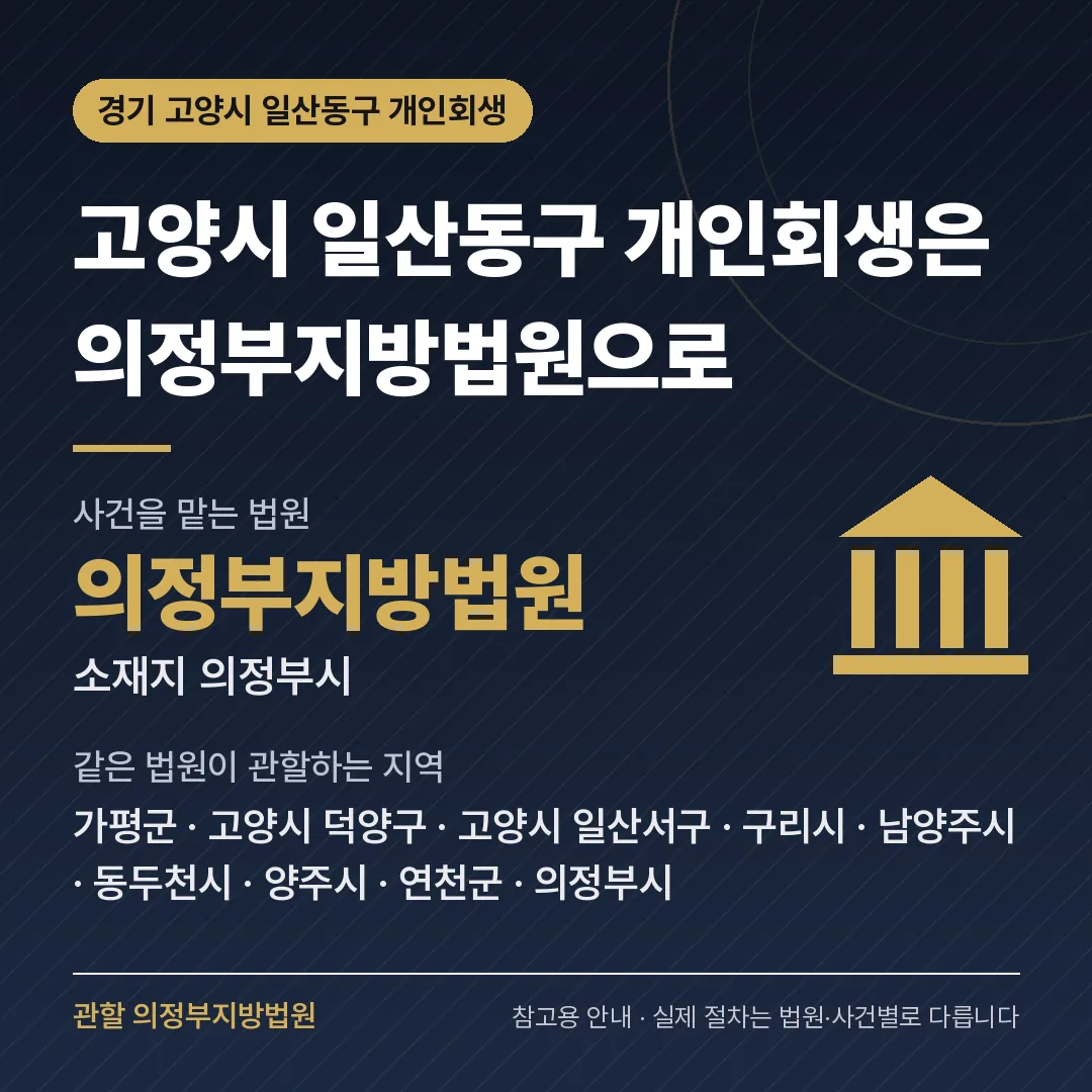 경기 고양시 일산동구 개인회생 관할 법원 — 의정부지방법원