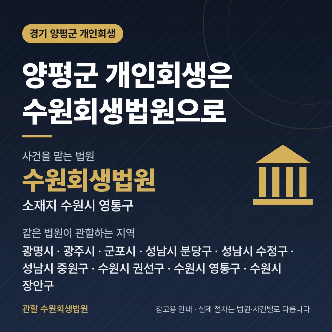 경기 양평군 개인회생 관할 법원 — 수원회생법원 경기 양평군 개인회생 관할 법원 — 수원회생법원
