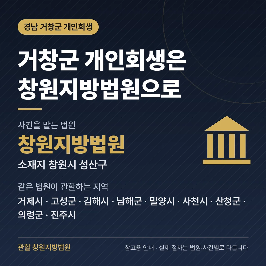 경남 거창군 개인회생 관할 법원 — 창원지방법원 경남 거창군 개인회생 관할 법원 — 창원지방법원