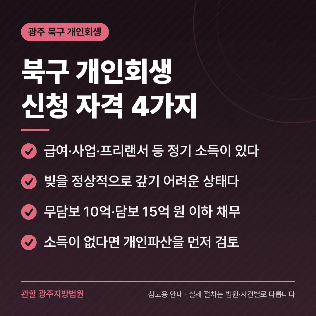 광주 북구 개인회생 신청 자격 4가지