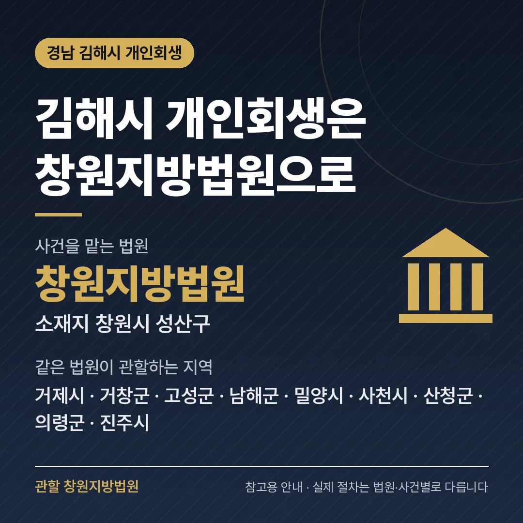 경남 김해시 개인회생 관할 법원 — 창원지방법원 경남 김해시 개인회생 관할 법원 — 창원지방법원